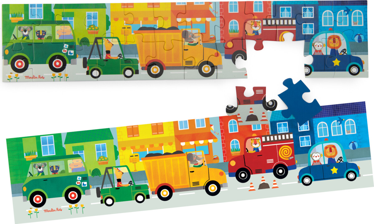 Moulin Roty - Les Popipop - 24 Brikker - Biler Puslespil