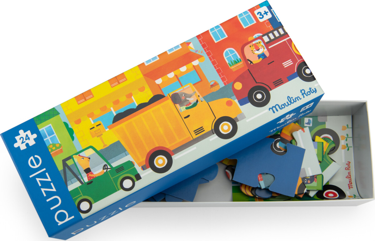 Moulin Roty - Les Popipop - 24 Brikker - Biler Puslespil