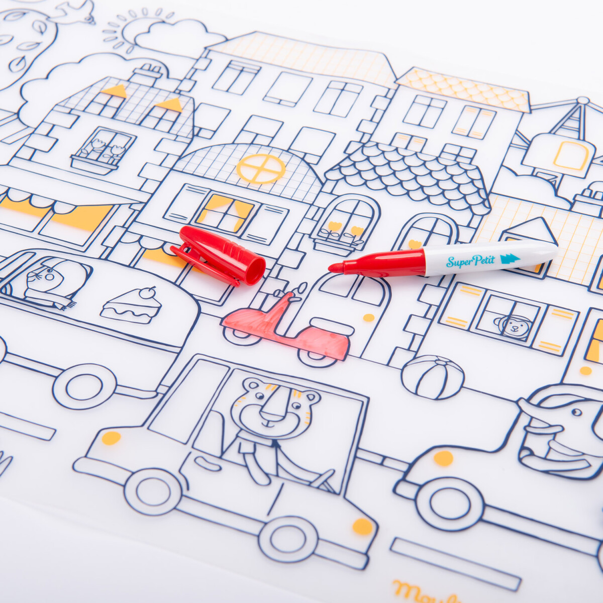 Moulin Roty - Silikone Dækkeservietter Med Tusser - Les Popipop