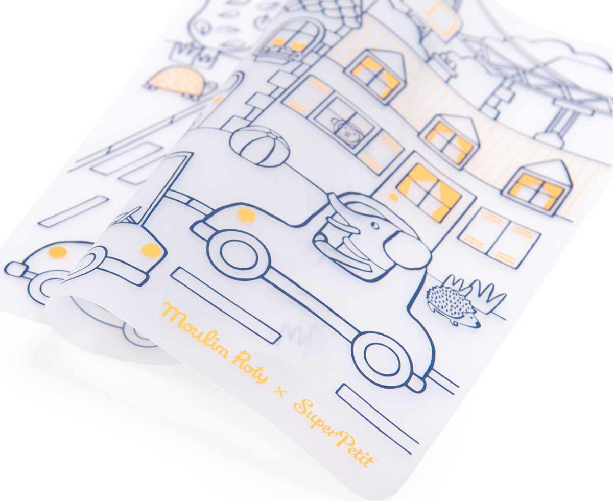 Moulin Roty - Silikone Dækkeservietter Med Tusser - Les Popipop