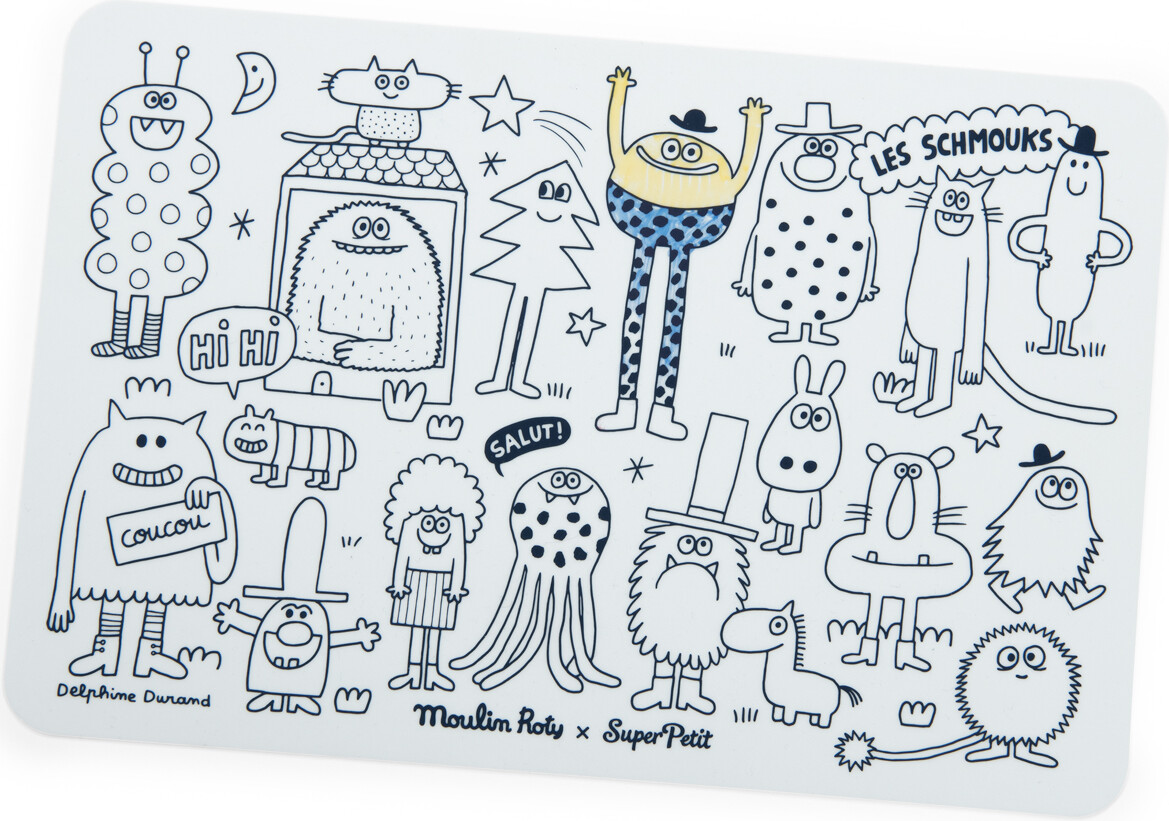 Moulin Roty - Silikone Dækkeservietter Med Tusser - Les Schmouks