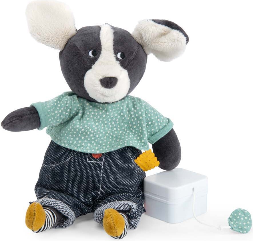 Moulin Roty - Bamse Med Musikoptræk - Puce Hund - 27 Cm