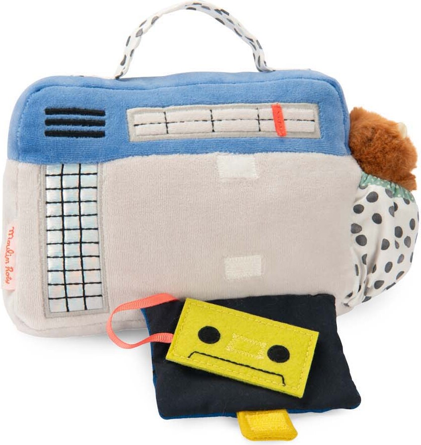 Moulin Roty - Tøjdyr Med Musikoptræk - Radio 22 Cm - Puce Og Pilou