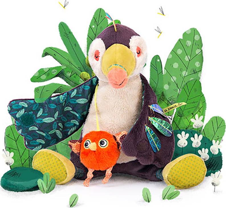 Moulin Roty - Tukanen Pakou Bamse Med Musik - 21 Cm