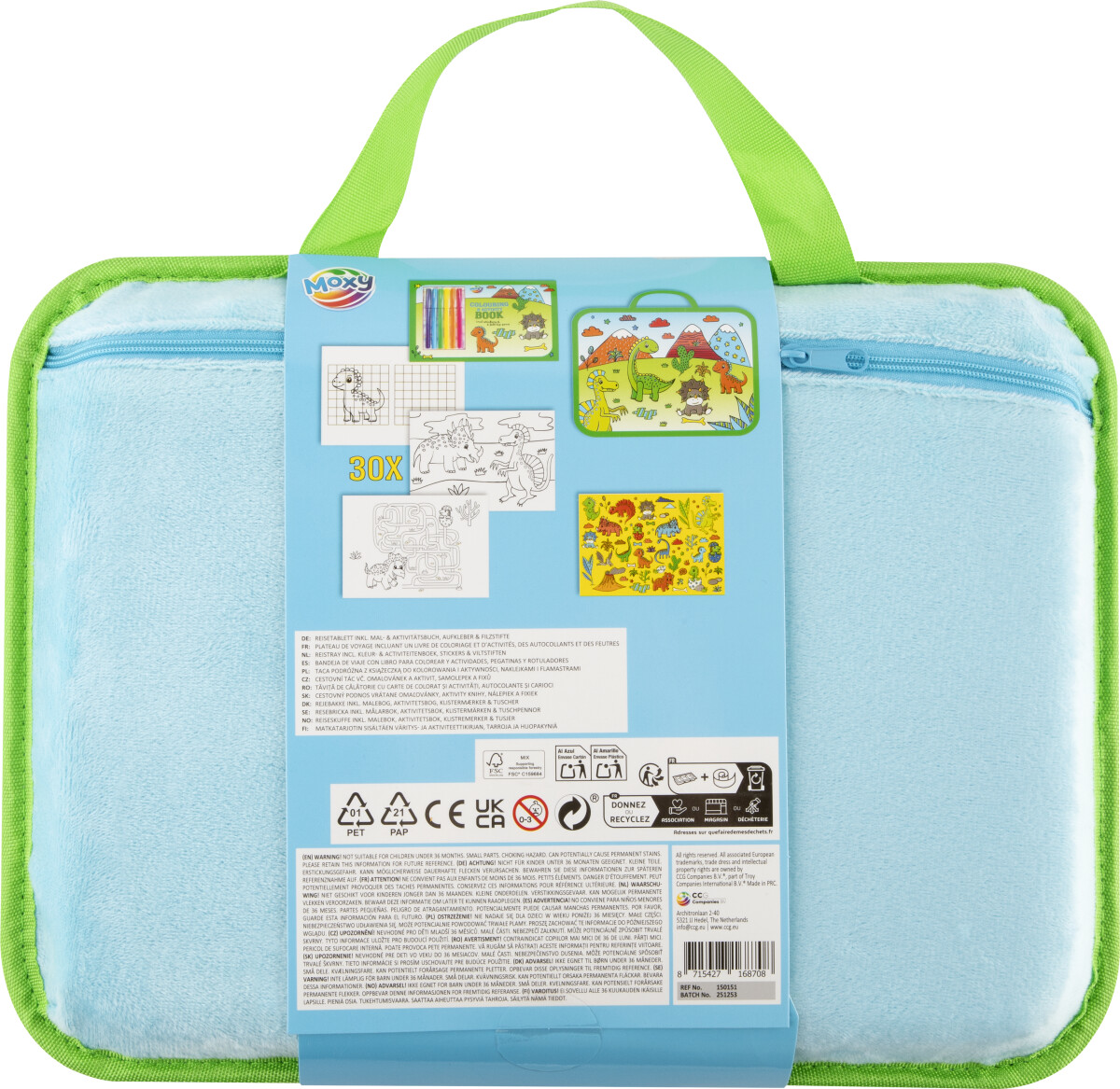 Moxy - Traveltray With Colouring Activity Book - Green