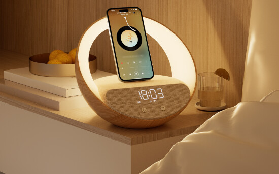 Moye Aurora Glow Lamp With Clock Wireless Speaker And Charger