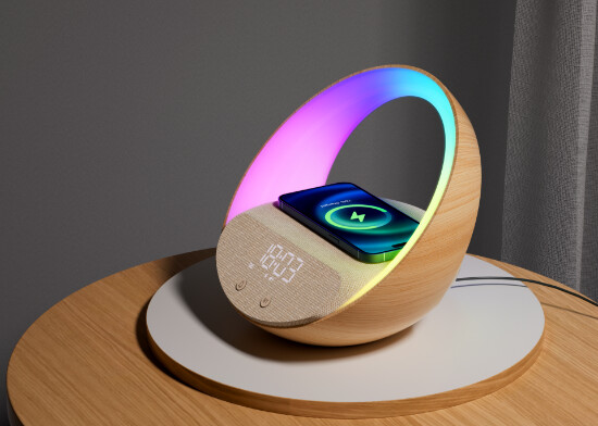 Moye Aurora Glow Lamp With Clock Wireless Speaker And Charger