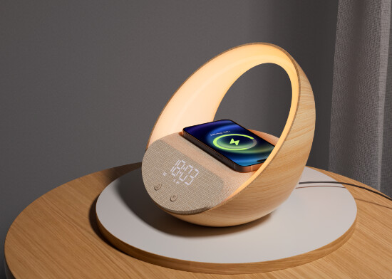 Moye Aurora Glow Lamp With Clock Wireless Speaker And Charger