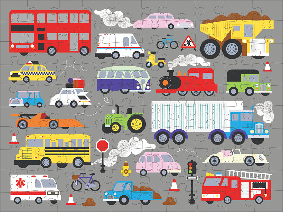 Mudpuppy 2-I-1 Puslespil - 100 Brikker - På Farten