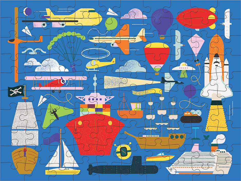 Mudpuppy 2-I-1 Puslespil - 100 Brikker - På Farten