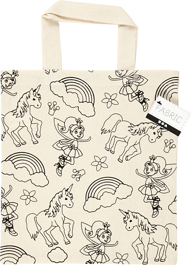 Diy Mulepose Til Male På - Enhjørning - 27 5X30 Cm - Lys Natur