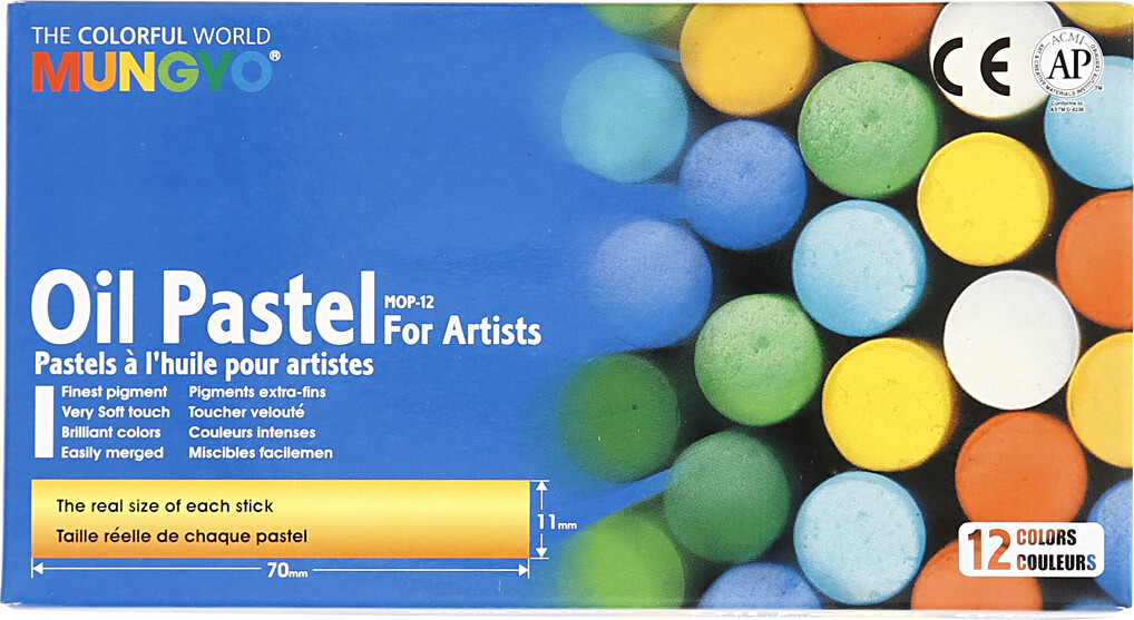 Mungyo - Oil Pastels - Oliekridt - 70X11 Mm - Flere Farver - 12 Stk