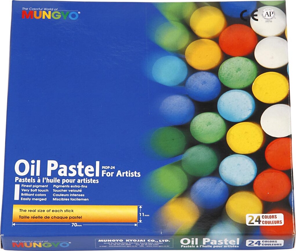 Mungyo - Oil Pastels - Oliekridt - 70X11 Mm - Flere Farver - 24 Stk