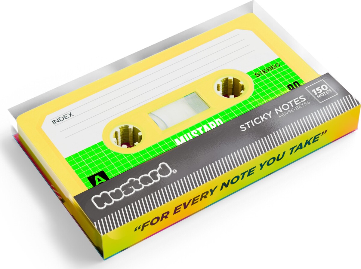 Mustard - Cassette Sticky Notes - 3 Inches By 2 Inches