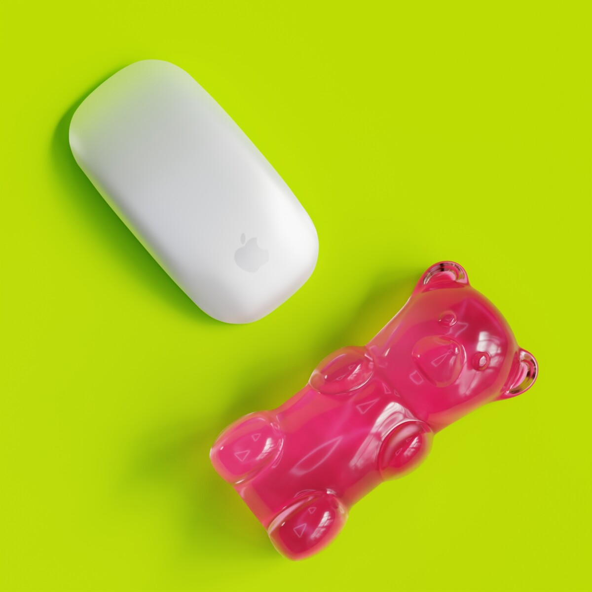 Mustard - Gummy Bear Mouse Rest - Pink - 10Cm X 8Cm X 3Cm
