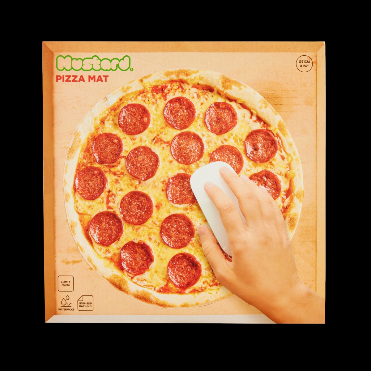 Mustard - Pizza Mouse Mat - Vibrant Realistic Pizza Print