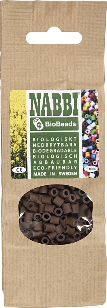 Rør Perler Til Perleplader - Medium - Brun - 1000 Stk - Nabbi Biobeads
