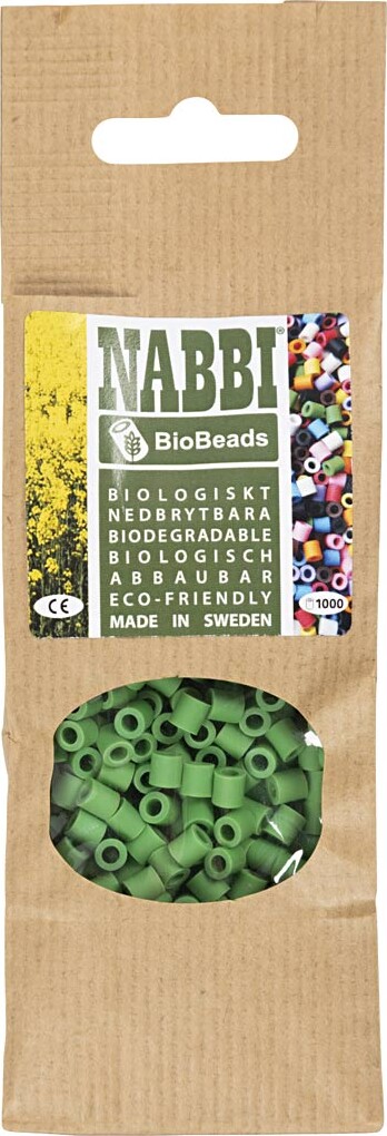 Rør Perler Til Perleplader - Medium - Grøn - 1000 Stk - Nabbi Biobeads