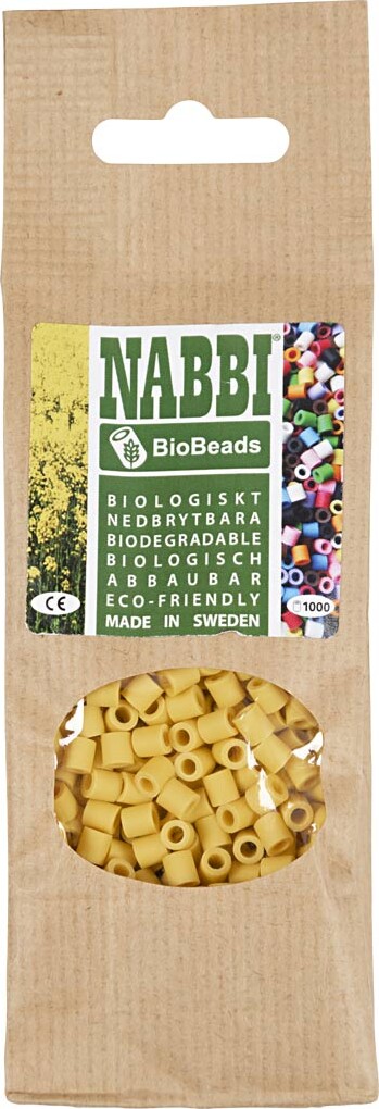 Rør Perler Til Perleplader - Medium - Gul - 1000 Stk - Nabbi Biobeads