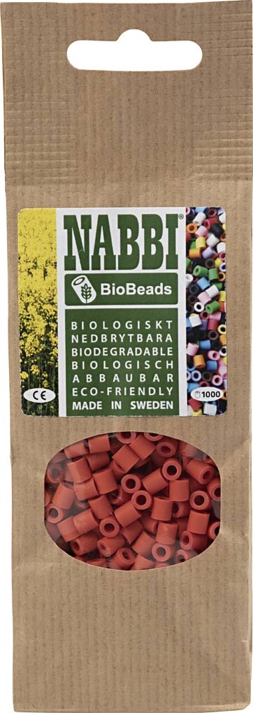 Rør Perler Til Perleplader - Medium - Lys Rød - 1000 Stk - Nabbi Biobeads