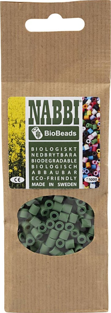 Rør Perler Til Perleplader - Medium - Mørk Grøn - 1000 Stk - Nabbi