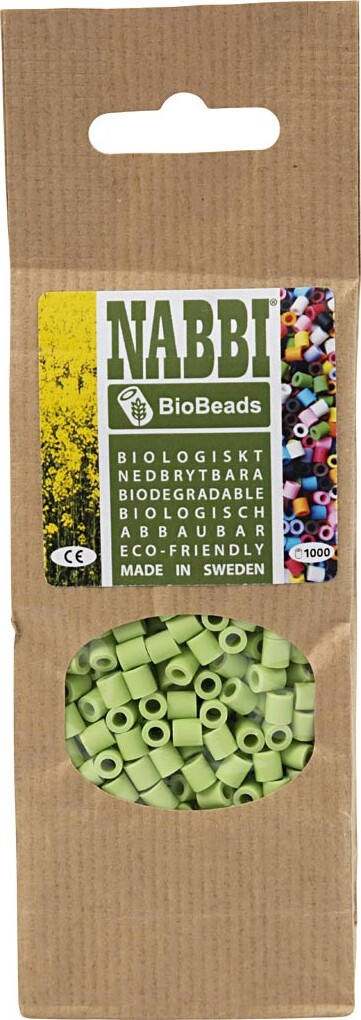 Rør Perler Til Perleplader - Medium - Pastel Grøn - 1000 Stk - Nabbi