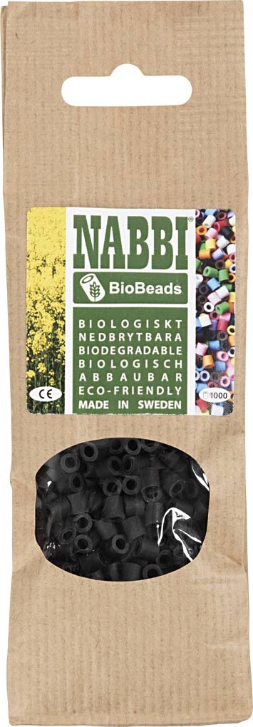 Rør Perler Til Perleplader - Medium - Sort - 1000 Stk - Nabbi Biobeads