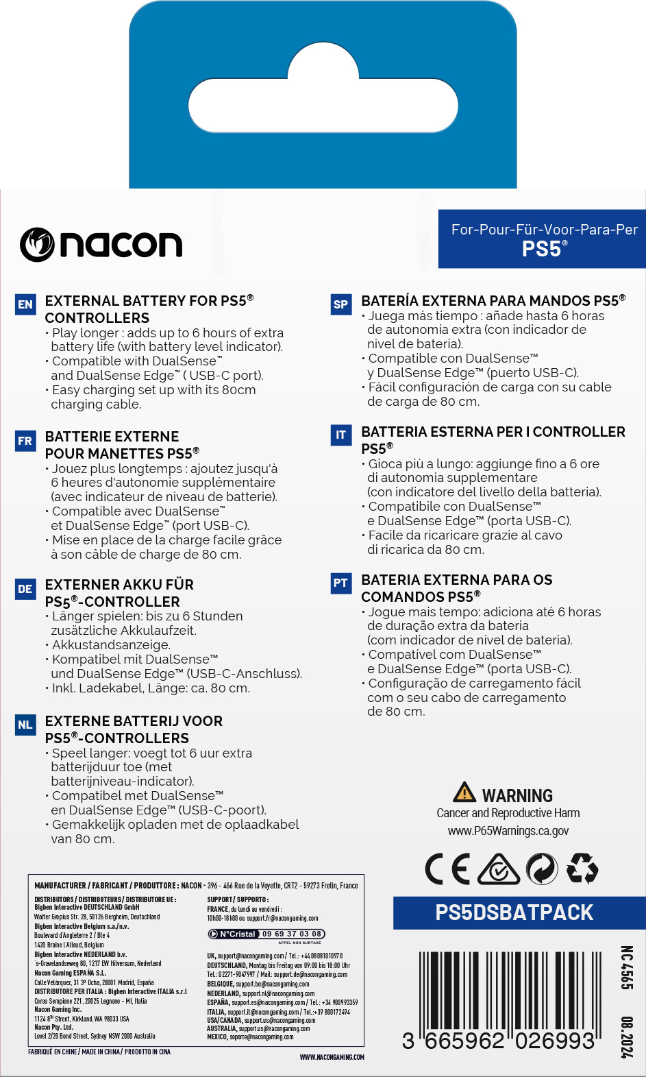 Nacon External Battery For Ps5 Controller White