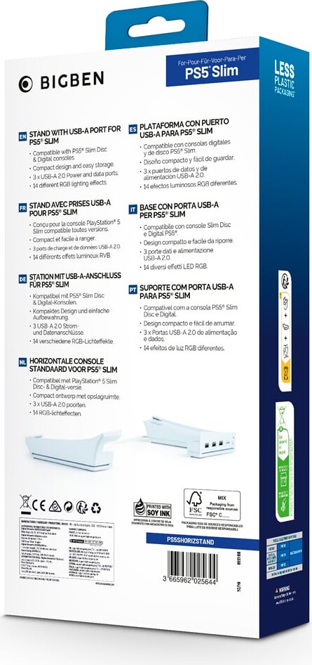 Nacon Horizontal Hub Station Rgbusb Hub White Ps5 Slim