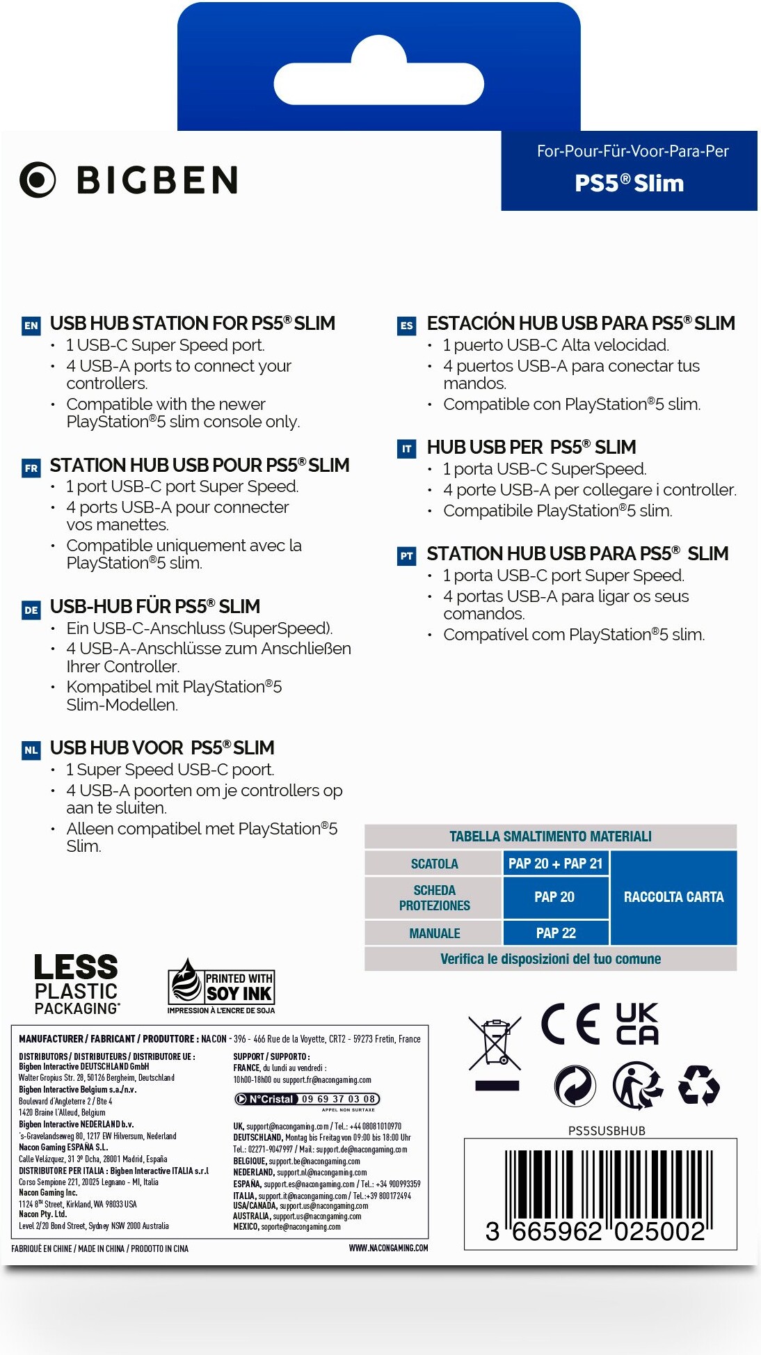 Nacon Usb Hub Black Ps5 Slim
