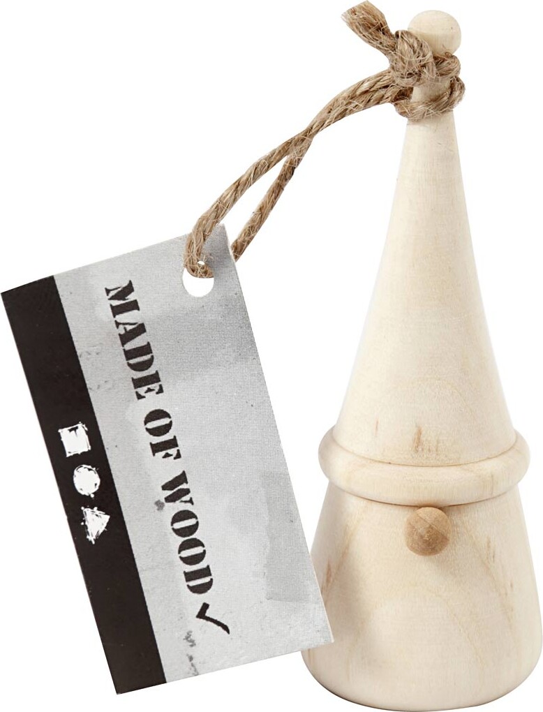 Næsenisse I Træ - Julepynt - H 8 Cm