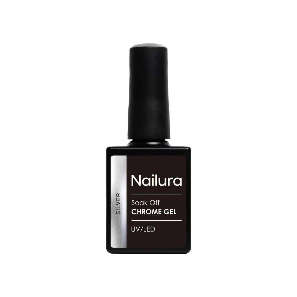 Nailura - Chrome Base Silver Gel - Silver - 10 Ml