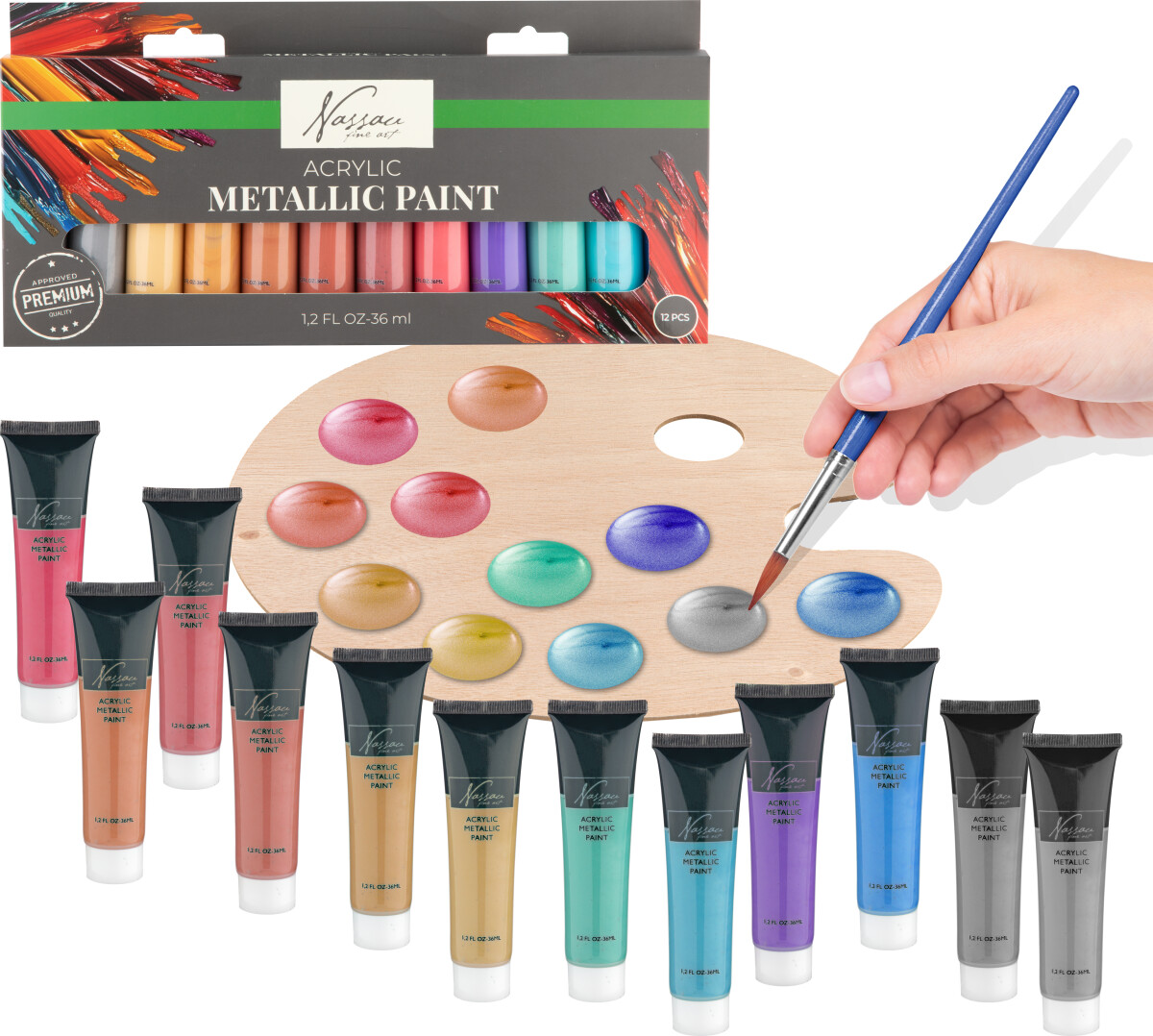 Nassau Fine Art - Acrylic Paint Set - Metallic Akrylmaling 12X36 Ml