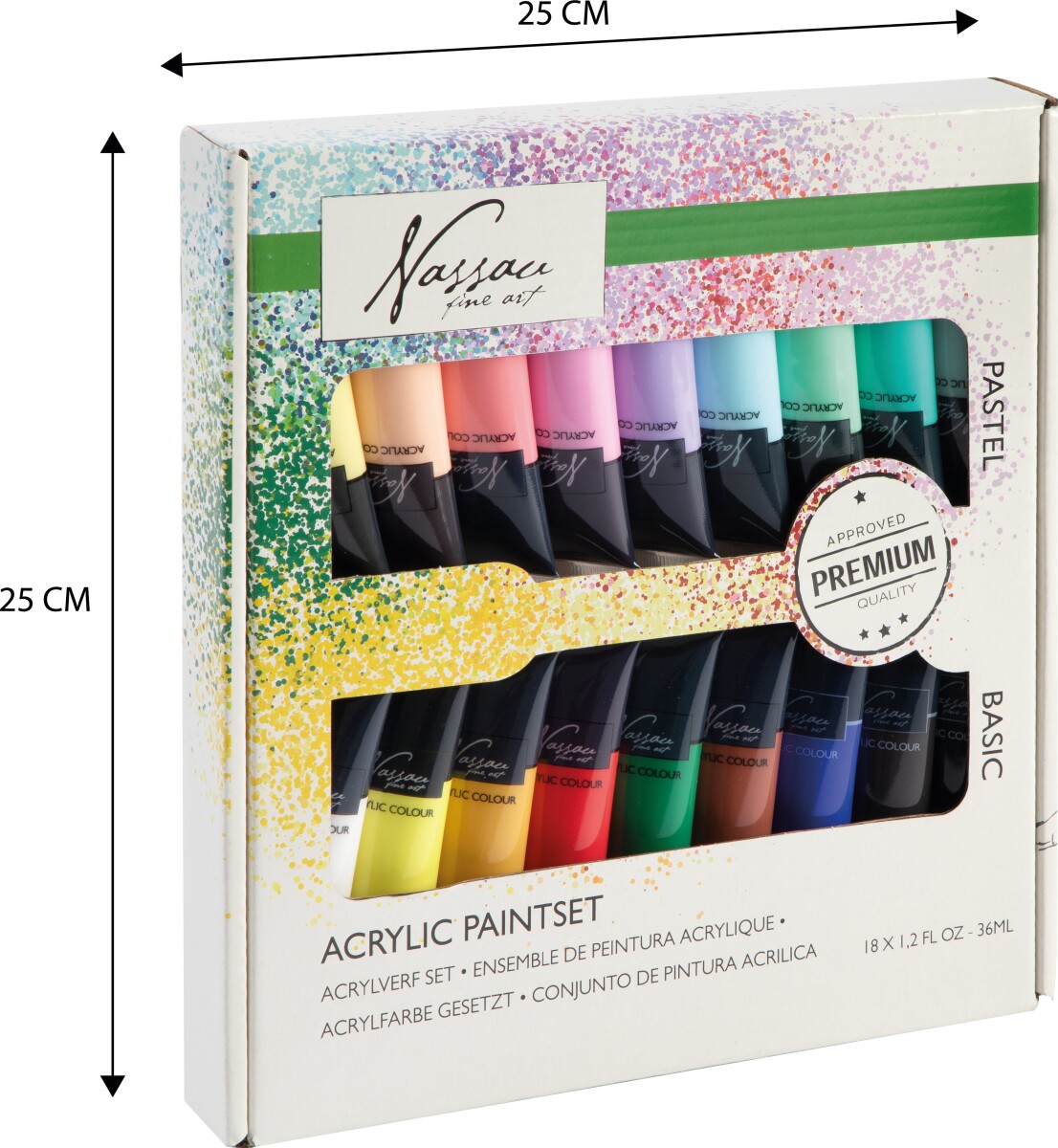 Nassau Fine Art - Acrylic Paint Set - Lys Og Pastel - 18X36 Ml