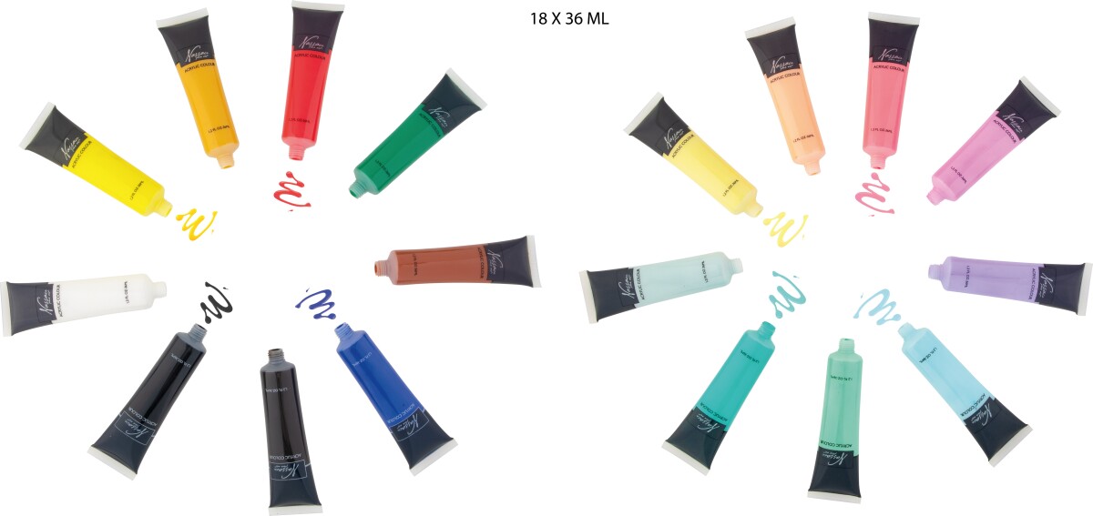 Nassau Fine Art - Acrylic Paint Set - Lys Og Pastel - 18X36 Ml