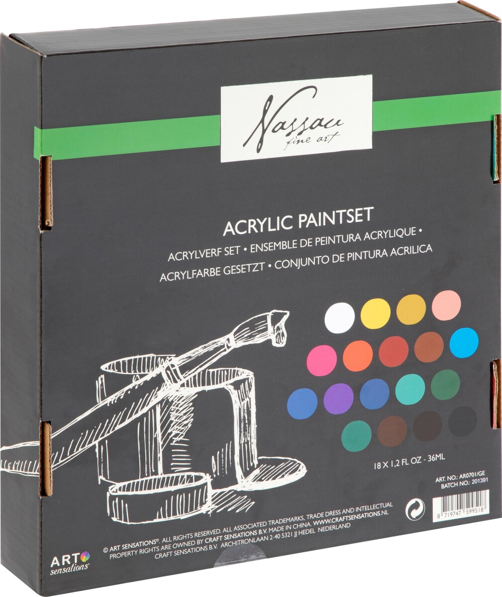 Nassau Fine Art - Akrylmaling Sæt - 18X6 Ml