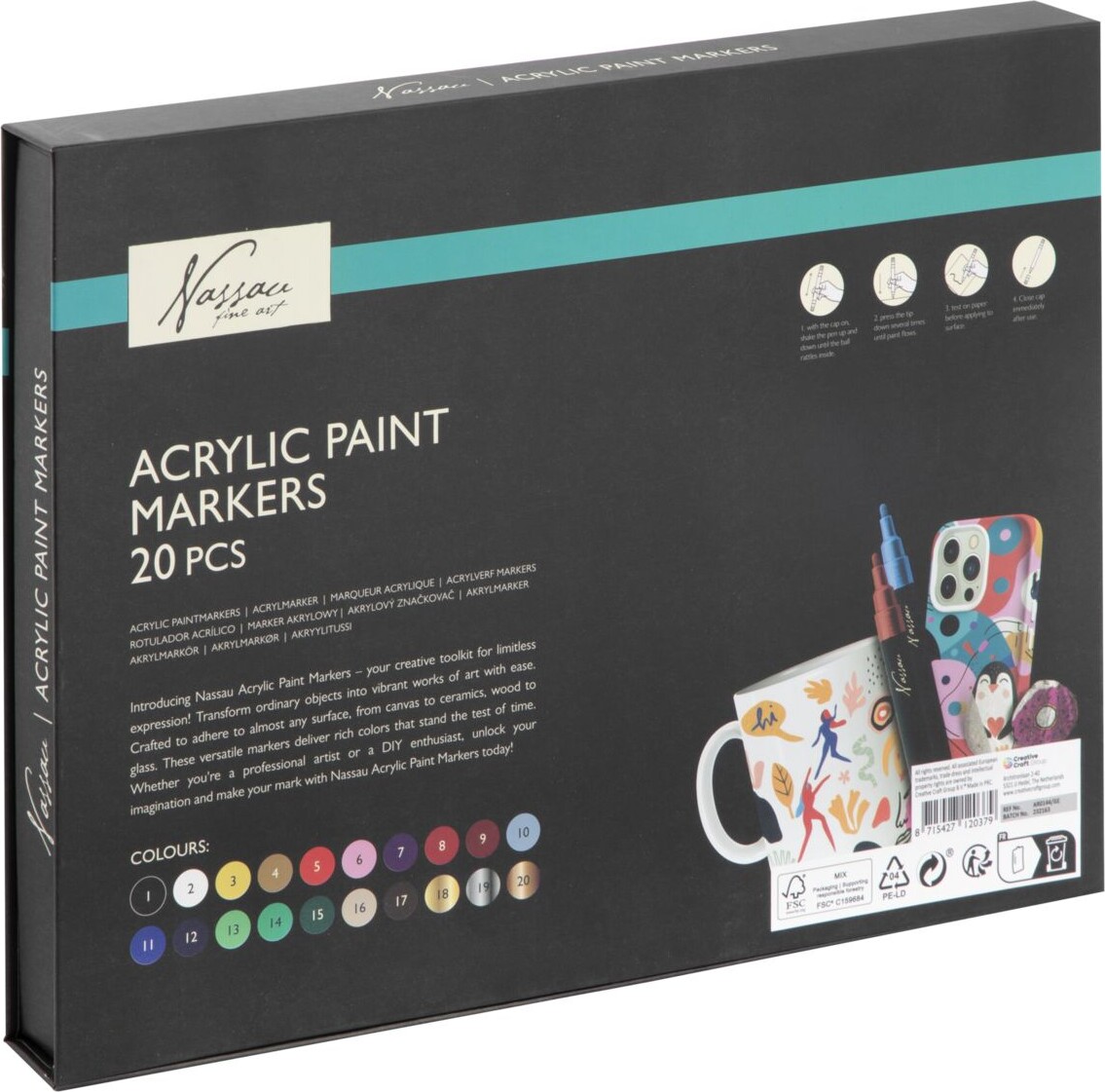 Nassau Fine Art - Akryl Tusser - Acrylic Paint Markers - 20 Stk