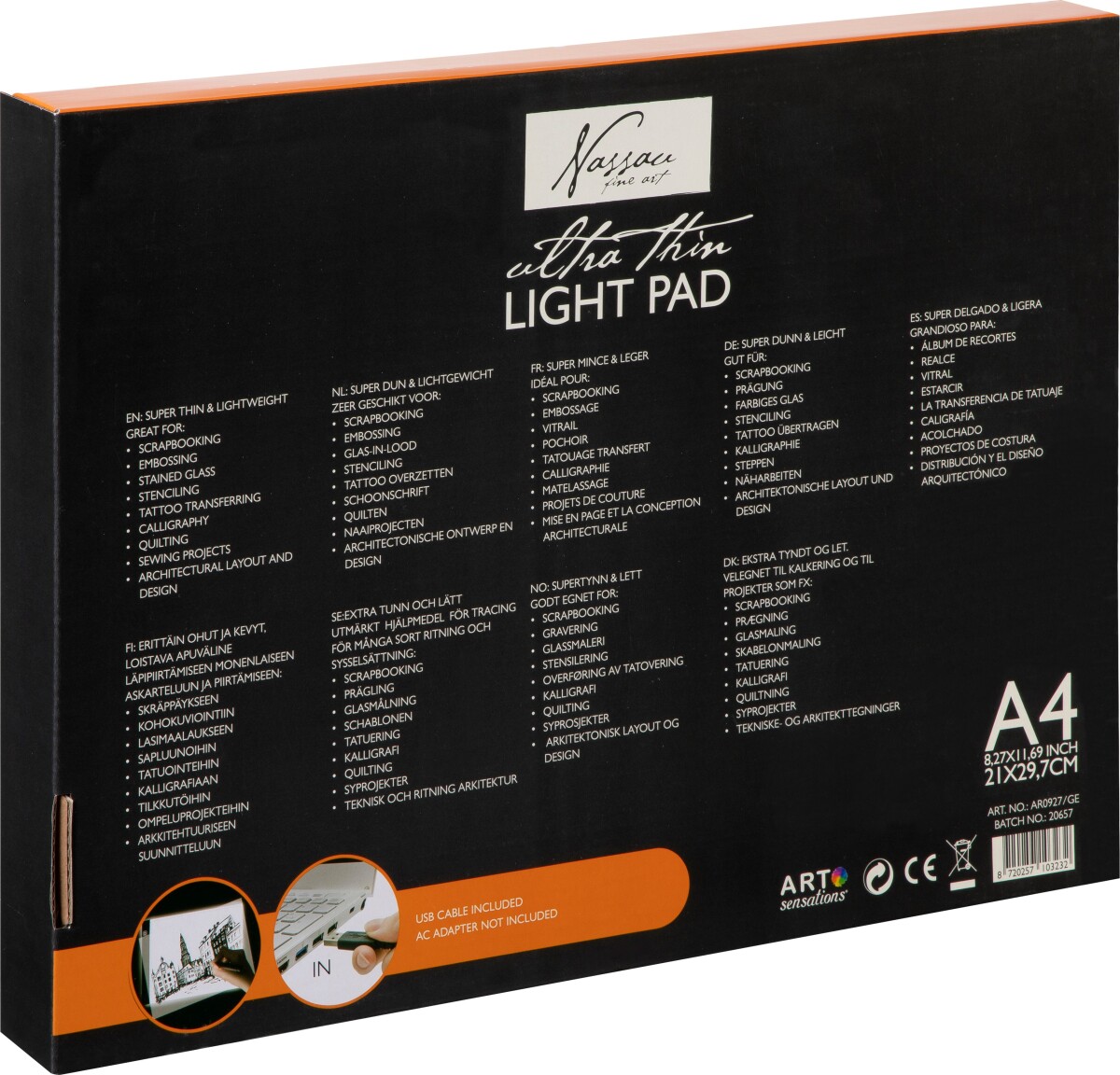 Nassau Fine Art - Tegneplade Med Led Lys - A4 - Ultra Thin Light Pad