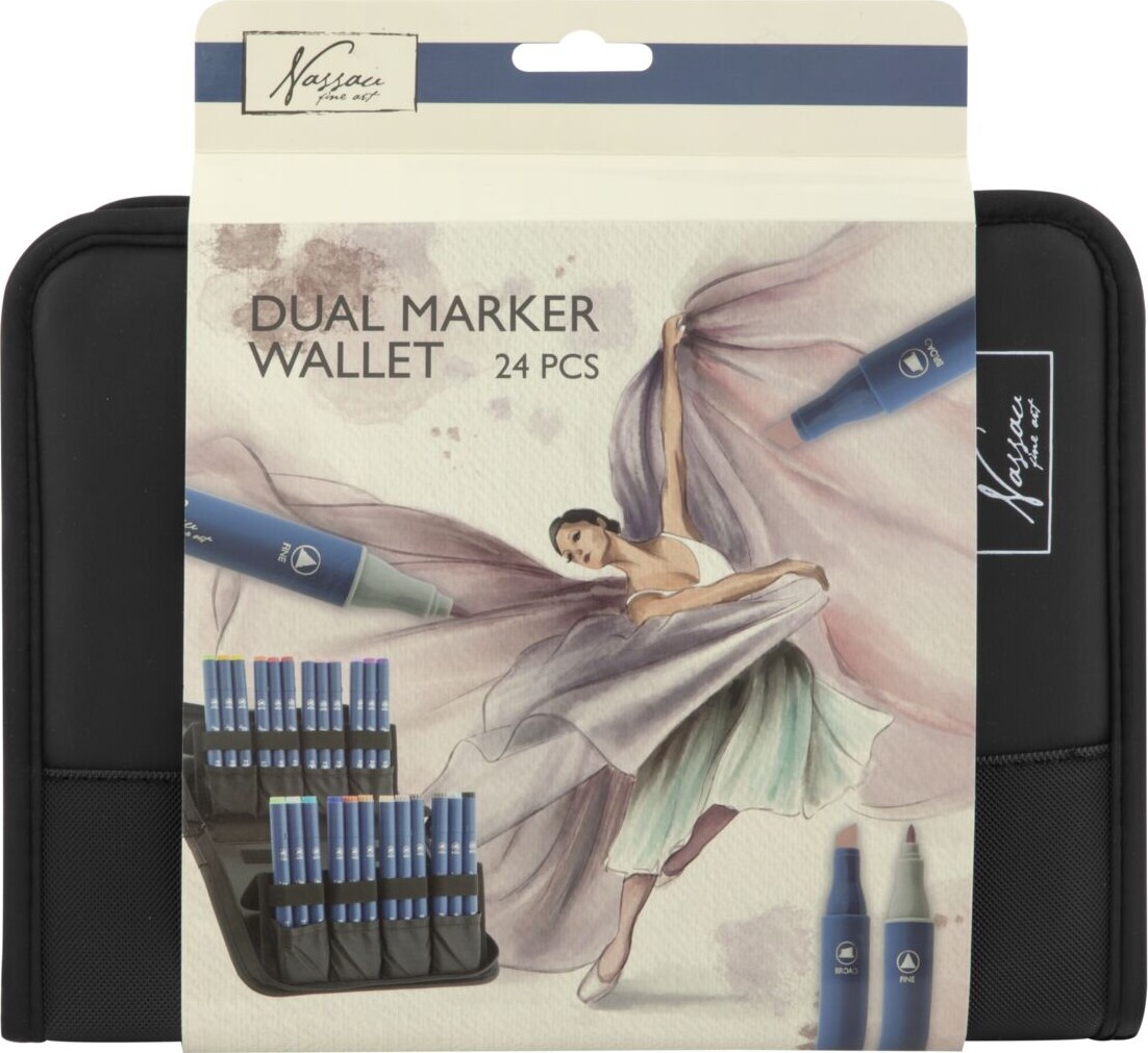 Nassau Fine Art - Dual Marker Wallet - Dobbelt Tusser - 24 Stk