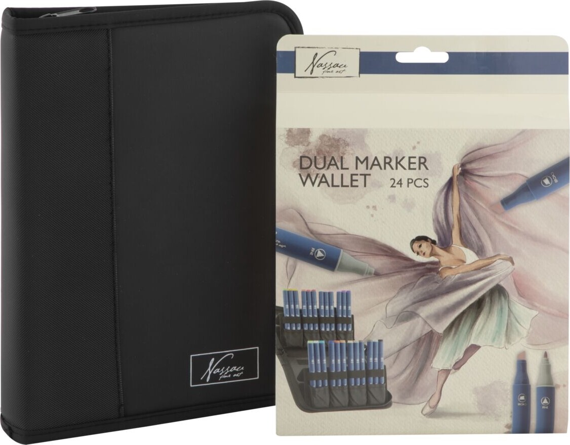 Nassau Fine Art - Dual Marker Wallet - Dobbelt Tusser - 24 Stk