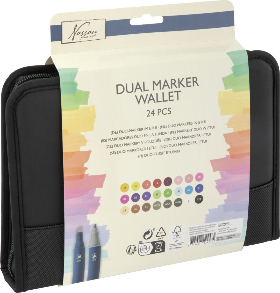 Nassau Fine Art - Dual Marker Wallet - Dobbelt Tusser - 24 Stk
