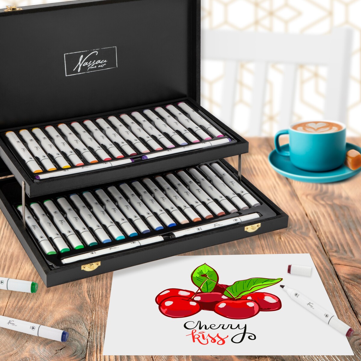 Nassau Fine Art - Dual Markers Tusser I Trææske - 36 Stk