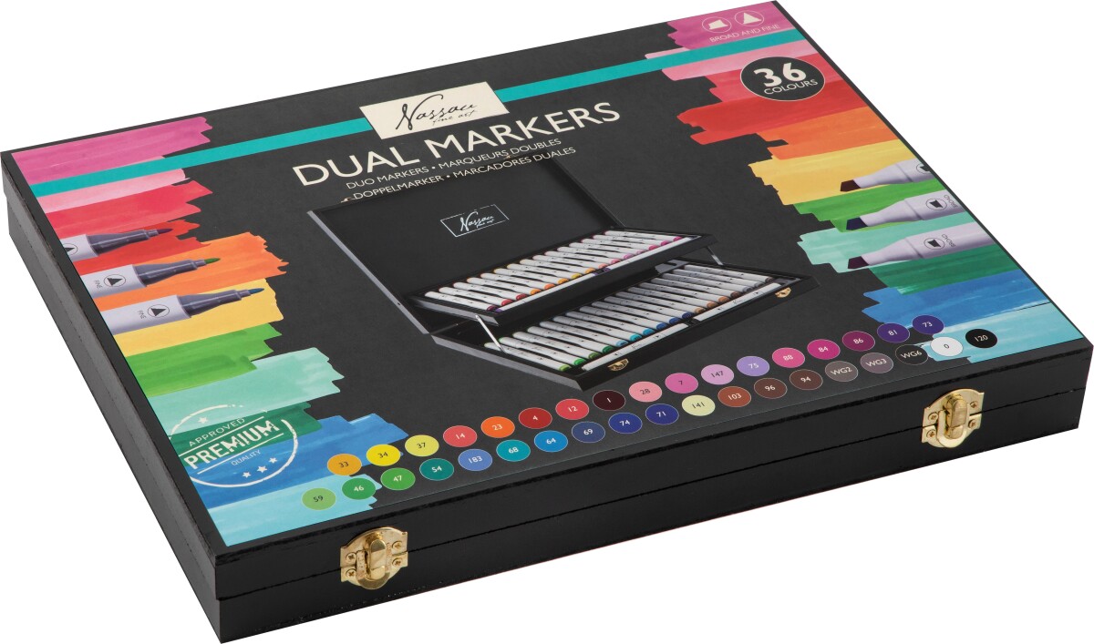 Nassau Fine Art - Dual Markers Tusser I Trææske - 36 Stk