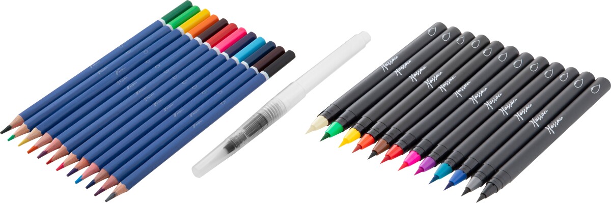 Nassau Fine Art - Akvarel Tusser Og Farveblyanter Sæt - 25 Dele