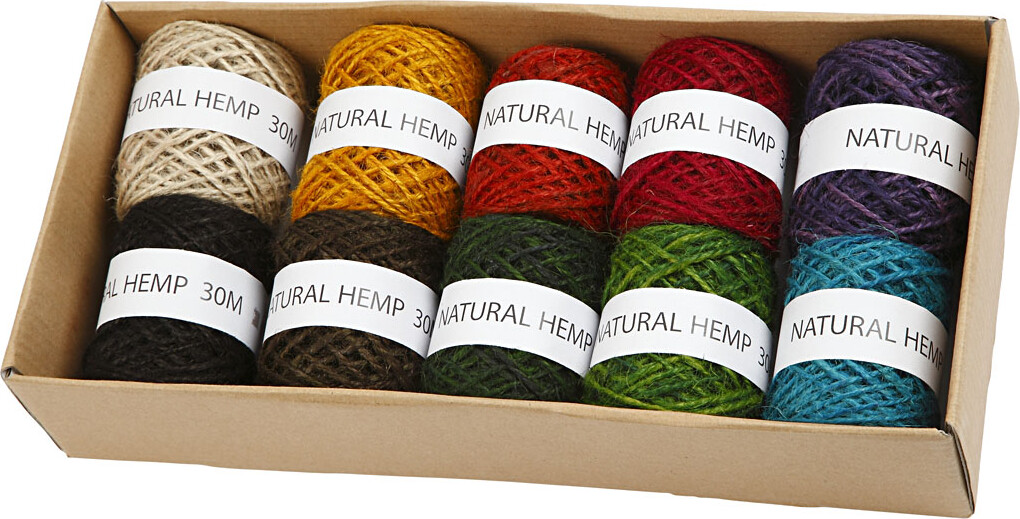 Natursnor - Tykkelse 1-2 Mm - Hamp - Flere Farver - 10X30 M