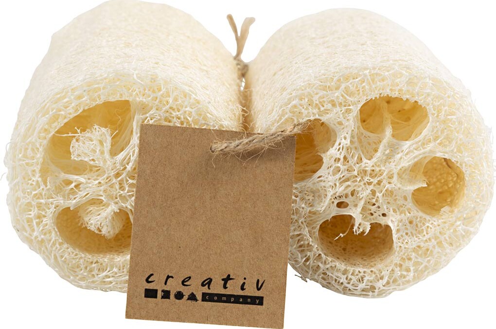 Naturlig Loofah Svamp - L 10 Cm - Ø 5 5-8 Cm - Lys Natur - 2 Stk