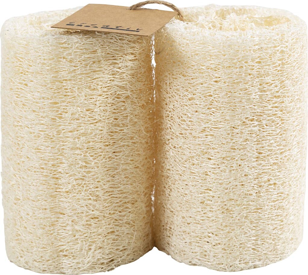 Naturlig Loofah Svamp - L 10 Cm - Ø 5 5-8 Cm - Lys Natur - 2 Stk
