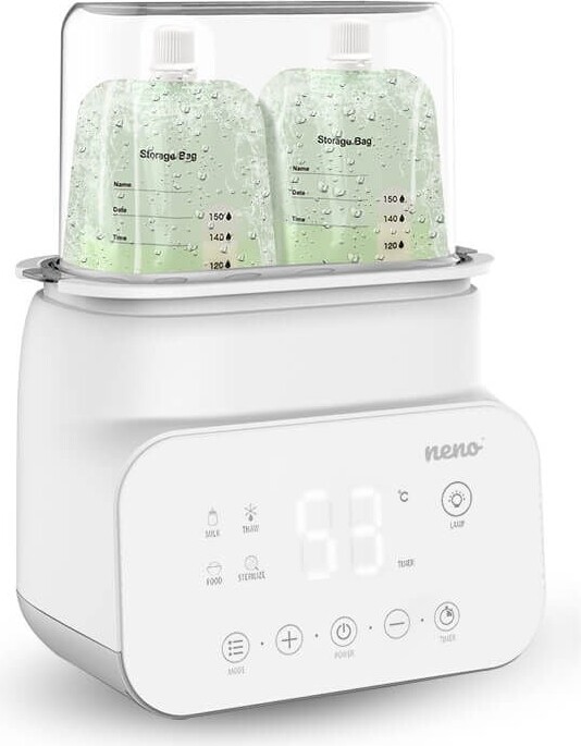 Neno - Vita Sterilisator Og Flaskevarmer - Plads Til To Flasker