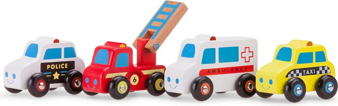 New Classic Toys - Biler I Træ - 4 Stk