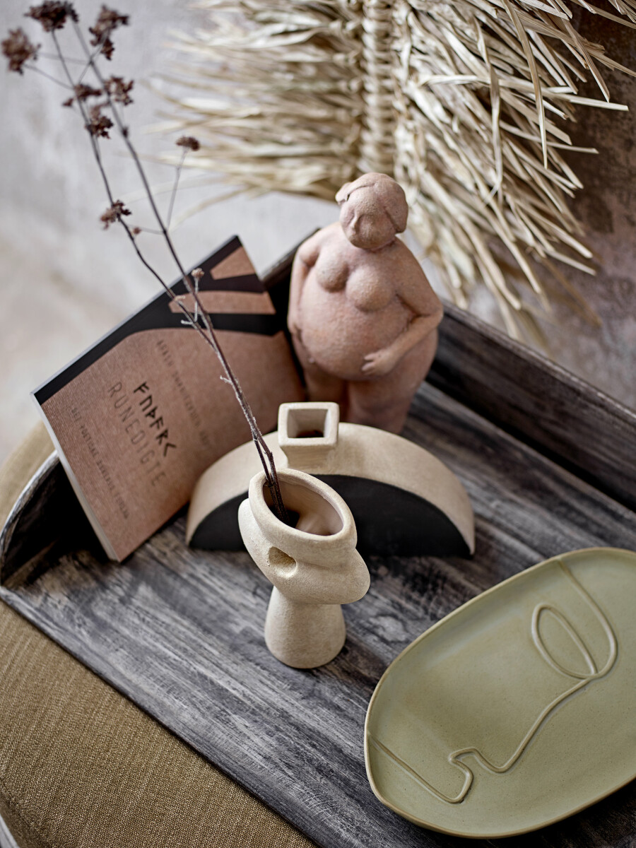 Bloomingville - Nezha Deko Vase - Sort - Terrakotta - Sæt Med 3 Stk